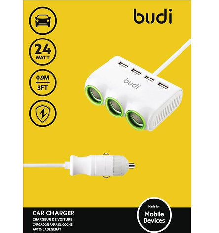 Budi 24w Cigarette Adapter with 4 USB